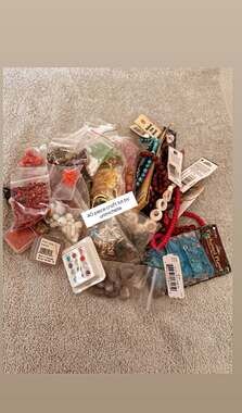 Bulk Lot of Jewelry Making Supplies - Gemstones, Glass Beads, Charms & Findings